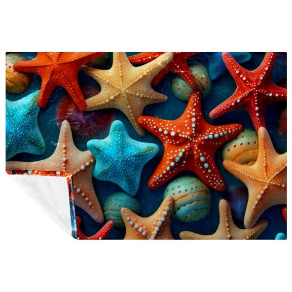 Starfish Cozy Microfiber Throw Blanket - Soft, Warm, Printed, Lightweight - for Sofa, Bed, Couch, Office, Camping - Fluffy Blanket for All Seasons