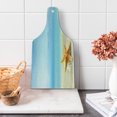 thumbnail image 1 of Starfish Cutting Board, Scallop Seashell and Starfish Close up Sandy Beach Idyllic Ocean Backdrop Design, Tempered Glass Cutting and Serving Board, Wine Bottle Shape, Multicolor, by Ambesonne, 1 of 1