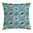 thumbnail image 1 of Starfish Decor Throw Pillow Cushion Cover, Marine Patchwork Inspired Pattern with Ropes Starfishes and Seashells Print, Decorative Square Accent Pillow Case, 16 X 16 Inches, Multicolor, by Ambesonne, 1 of 2