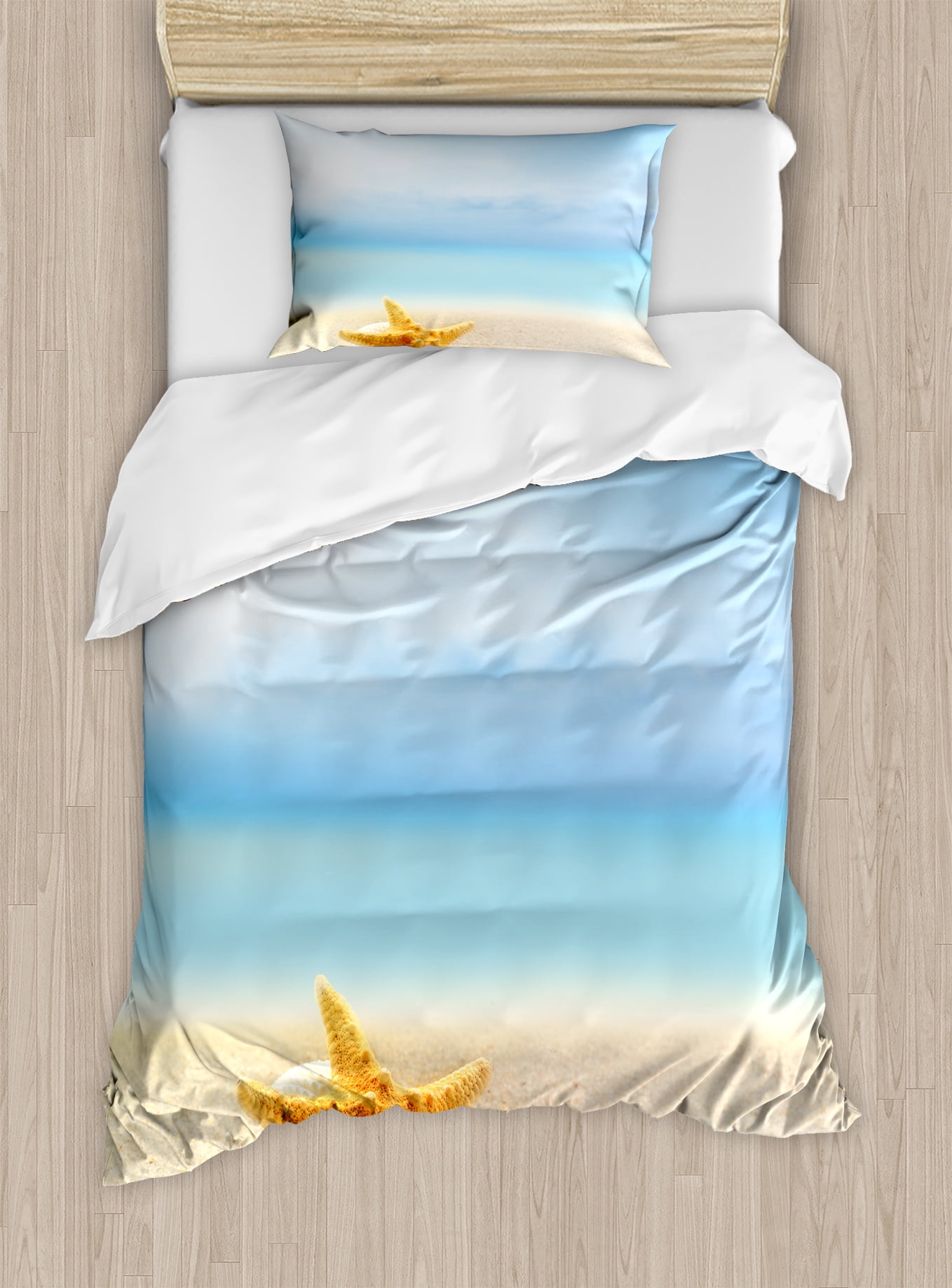 Twin Size Multicolor Starfish Beach Duvet Cover Set