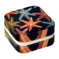 thumbnail image 1 of Starfish Decorative Square Travel Portable Jewelry Display Box - Earring Organizer, Necklace and Bracelet Storage Case for Girls and Women, 1 of 6
