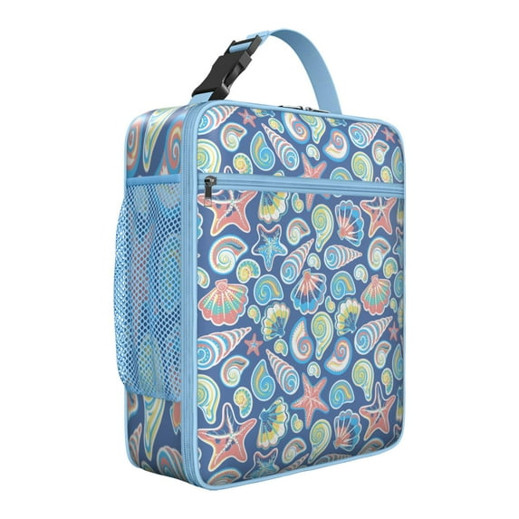 Starfish Design Insulated Lunch Box – Ocean Life Series Reusable Lunch Bag for School, Office, Leakproof Soft Cooler Tote with Pockets