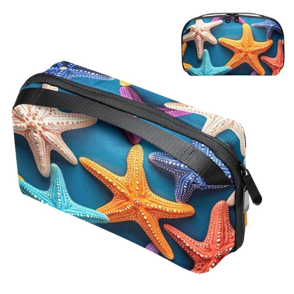 Starfish Digital Pouch with Oxford Fabric, Waterproof Electronic Organizer Travel Case, Cord and Cable Organizer, Canvas Storage Box Small, Hard Drive Bags Included - 5.9x9.44x3.14 in