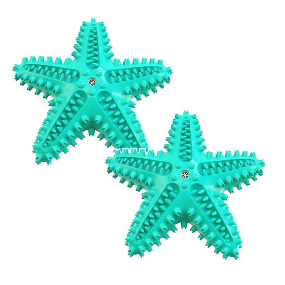 Starfish Dog Chew Toy - Squeaky Teeth Cleaning Toy for Small/Medium Dogs - Natural Toothbrush Design with Floating Water Toy Feature for Pool & Beach Play