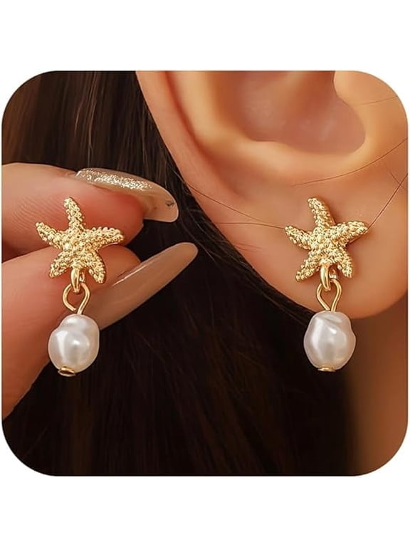 Starfish Earrings for Women Sea Shell Earrings Summer Beach Vacation Outfits for Women Trendy Jewelry Gifts