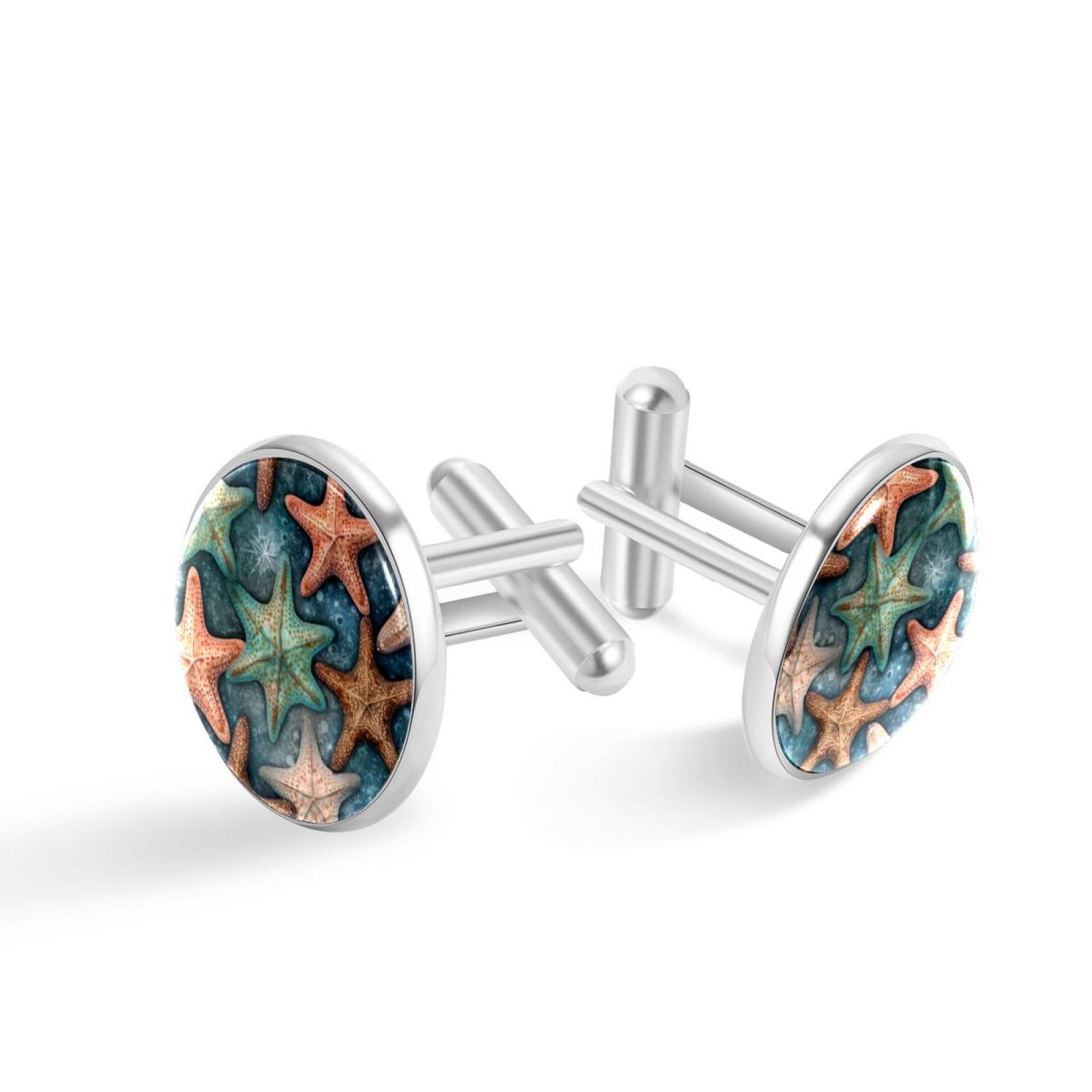 Starfish Elegant Dress Shirt Cuff Links Set Made of Stainless Steel for