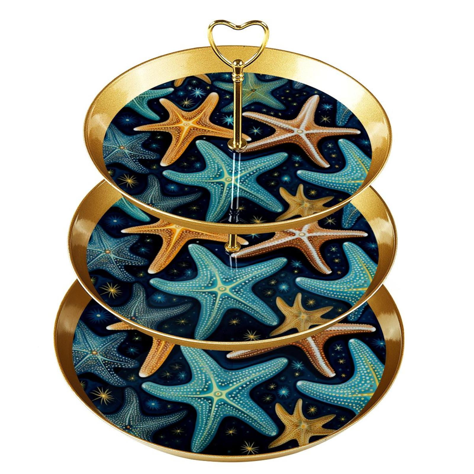 Starfish Elegant Plastic Dessert Stand with Iron Pillars 3Tier