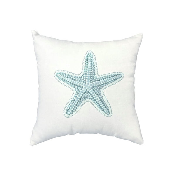 Starfish Embroidery Throw Pillow Cover Nautical Decorative Cushion For Beach House Sofa Decor