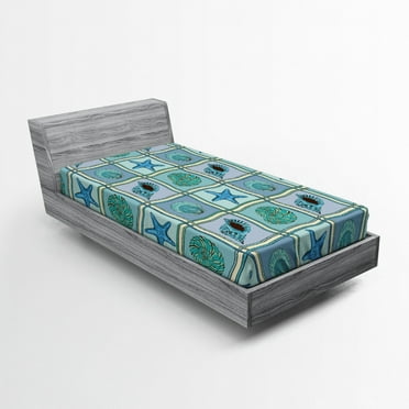 Ambesonne Starfish Fitted Sheet, Marine Pattern, Twin XL Size, Multicolor