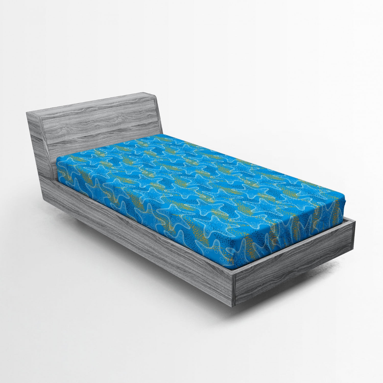 Starfish Fitted Sheet, Marine Underwater Life Theme Sea Stars Dotwork