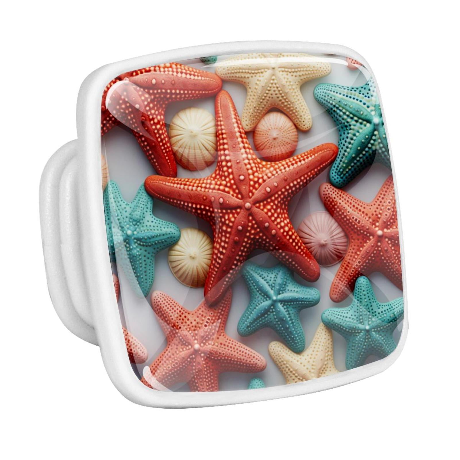 Starfish Fluorescent Drawer Pulls with Screws Square 4Pack Glow Dark Knobs for