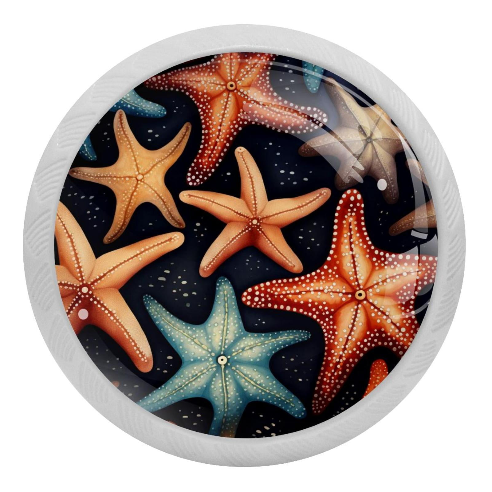 Starfish Fluorescent Drawer Pulls with Screws Round 4Pack, GlowintheDark Knobs for