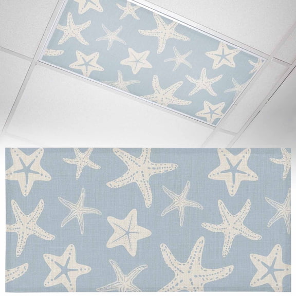 Starfish Fluorescent Light Covers Summer Beach Nautical Ocean Sea Star Marine Life Light Blue Magnetic Light Filters Ceiling Lighting Panel Shade for Classroom Office Home 2 x 4 ft, 1 Pack
