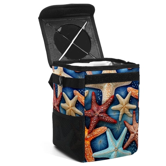 Starfish Foldable Car Garbage Can with Lid, Leak-proof Mini Trash Can, Hanging Storage Bag - Trash Can for Car