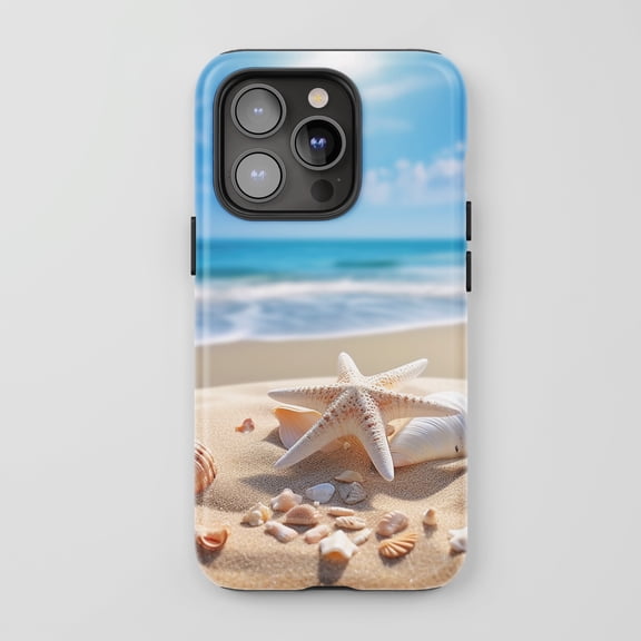 Starfish For All iPhone Series Protective Phone Case Beach Ocean Theme Blue Sand