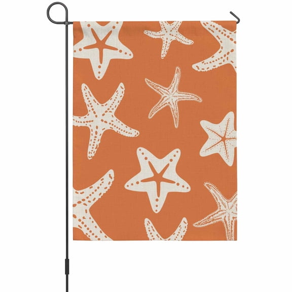 Starfish Garden Flag 12 x 18 Inches, Summer Beach Nautical Ocean Sea Star Marine Life Orange Weather Proof Outdoor Patio Flags Double Sided Small Garden Decoration for Yard Outside Home