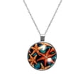 thumbnail image 1 of Starfish Glass Circular Pendant Necklace - Women's Jewelry, 1 of 5