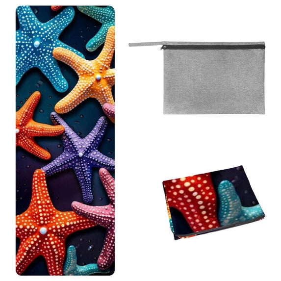 Starfish Gym Towel with Storage Bag, 72.8"x26.8", Suitable for Yoga, Pilates, Fitness, etc. - Gym Towels for Yoga, Blanket for Gym