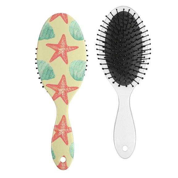 Starfish Hair Brush with Round-Tip Bristles - Gentle Detangling Paddle Brush for Women & Men, Anti-Frizz Ocean-Themed Hair Styling Tool