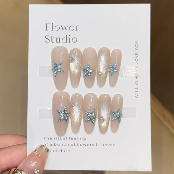 [Starfish] Hand-painted stars, cat's eye ins wind, pure hand-worn nail art patches, pure hand-made wholesale nails