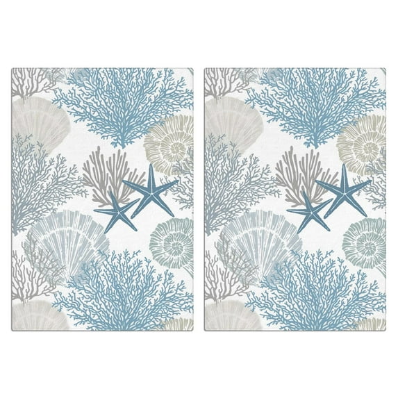 Starfish Kitchen Towels Set Of 2, Absorbent and Soft Dish Towels for Farmhouse Decor, Country Kitchen.