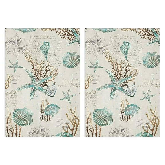 Starfish Kitchen Towels Set Of 2, Absorbent and Soft Dish Towels for Farmhouse Decor, Country Kitchen.