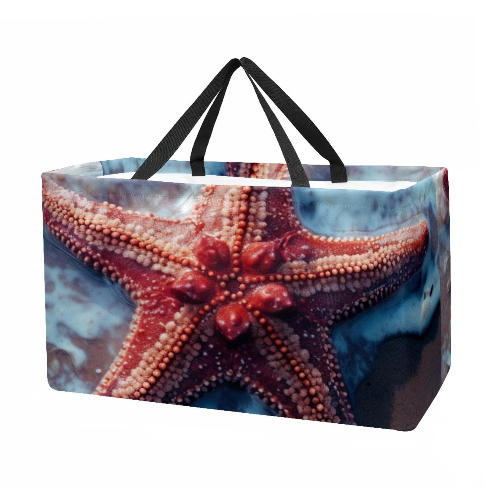 Starfish Large Capacity Reusable Oxford Cloth Grocery Baskets: Foldable Toy Basket, Storage Bag, Easter Basket