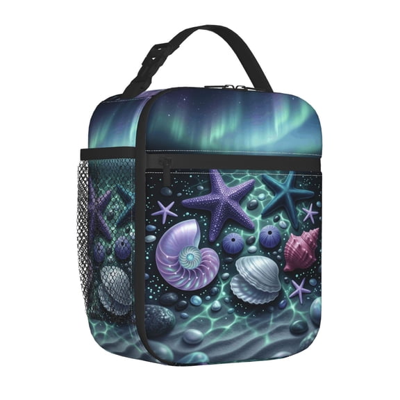 Starfish Lunch Box, Heavy-Duty Nautical Print Insulated Carrier, Reusable Advanced Tech Thermal Pack With Zipper, Practical Daily Food Case For Adventures