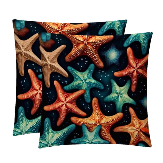 Starfish Luxurious Velvet Pillows Covers Set of 2 for Throw Pillow or Bed Pillow, Unique Patterns, 16x16 18x18 20x20 Inches,for Various Occasions