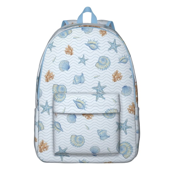 Starfish Marine Life Beach Travel Backpack – Durable Canvas Bookbag with Nautical Shell Print, Comfortable Carrying, Large Capacity, Anti-theft Features for Female Professionals and Travelers