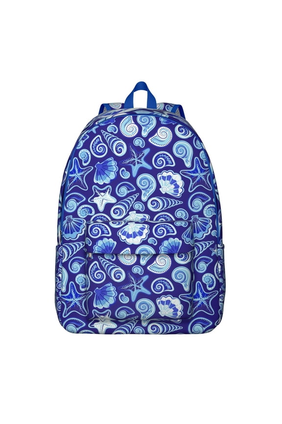 Starfish Marine Life Beach Travel Backpack – Durable Canvas Bookbag with Nautical Shell Print, Comfortable Carrying, Large Capacity, Anti-theft Features for Female Professionals and Travelers