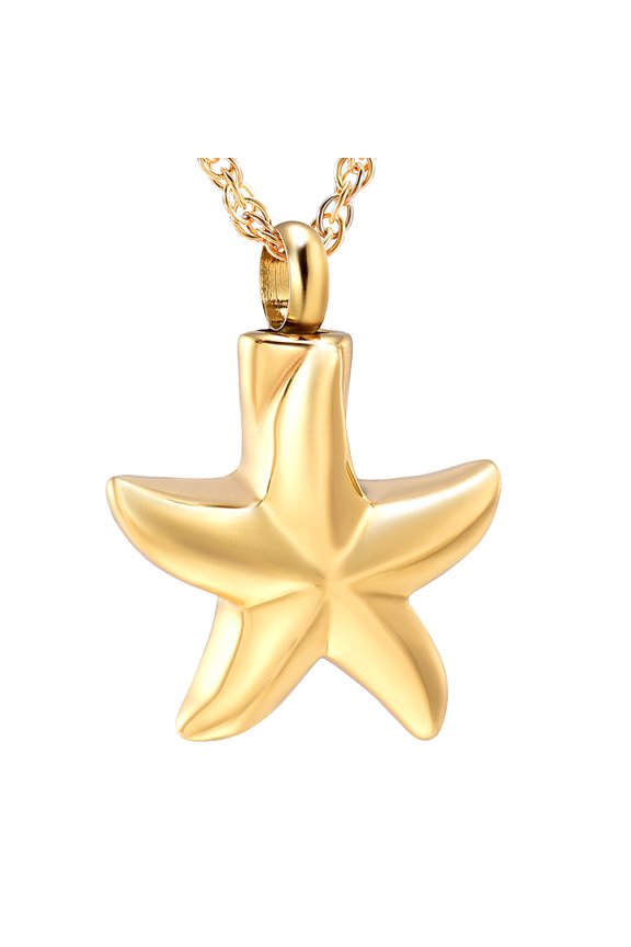 Starfish Memorial Jewelry Small Star Charm Cremation Urn Pendant Ashes Memorial Necklace Stainless Steel Urn Pendant