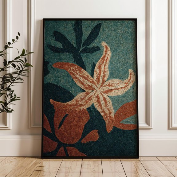 Starfish Mosaic Deco Coastal Poster