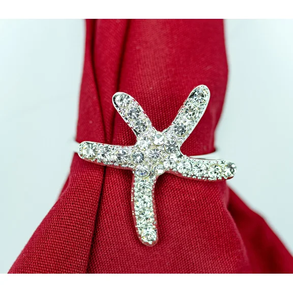 Starfish Napkin Rings Set Of 4 Sparkling Napkin Holders Table Decorations Party