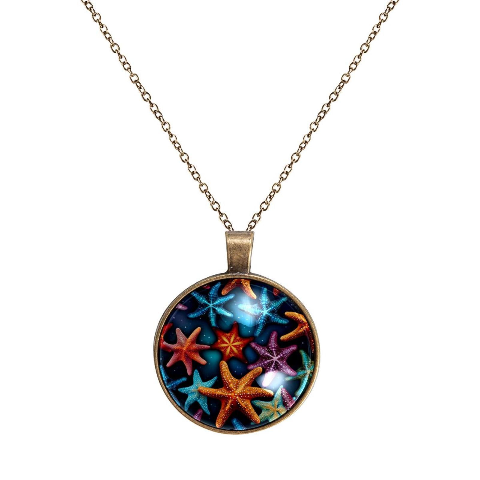Starfish Necklace Personalized Custom Photo Round Pendant Adjustable ...