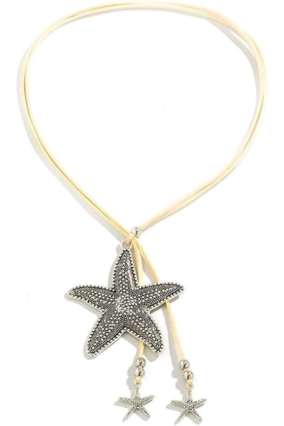 Starfish Necklace for Women Dainty Summer Beach Ocean Pendant White Velvet Aesthetic Starfish Boho Charm Necklaces Unique Design Trendy Vacation Sea Star Coastal Jewelry Grandma