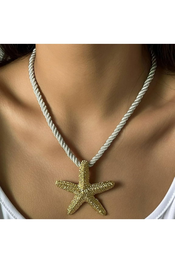 Starfish Necklace for Women Gold Shell Pendant Necklaces Seashell Charm Necklace Boho Puka Shell Summer Beach Surfer Jewelry Outfits Accessories