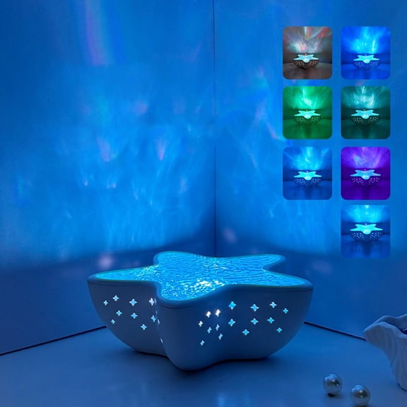 Starfish Ocean Projection Lamp,7 Colors Ocean Wave Projector Light,Romantic Water Ripple Ambient Night Light,Touch Control Aurora Projector for Room Decor Meditation Relaxation