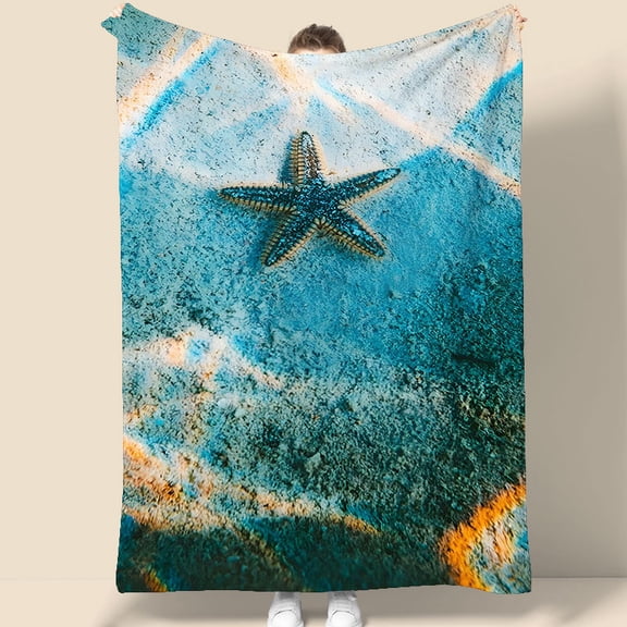Starfish Ocean Sand Pattern Tapestry 70.07x90.55 Inches Coastal Wall Hanging for Bedroom Living Room Decor