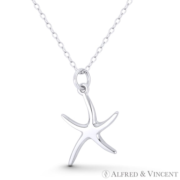 Starfish Ocean Sealife Charm 23x14mm (0.9x0.6in) Pendant in .925 Sterling Silver