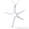 thumbnail image 1 of Starfish Ocean Sealife Charm 33x32mm (1.3x1.25in) Pendant & Chain Necklace in .925 Sterling Silver, 1 of 1