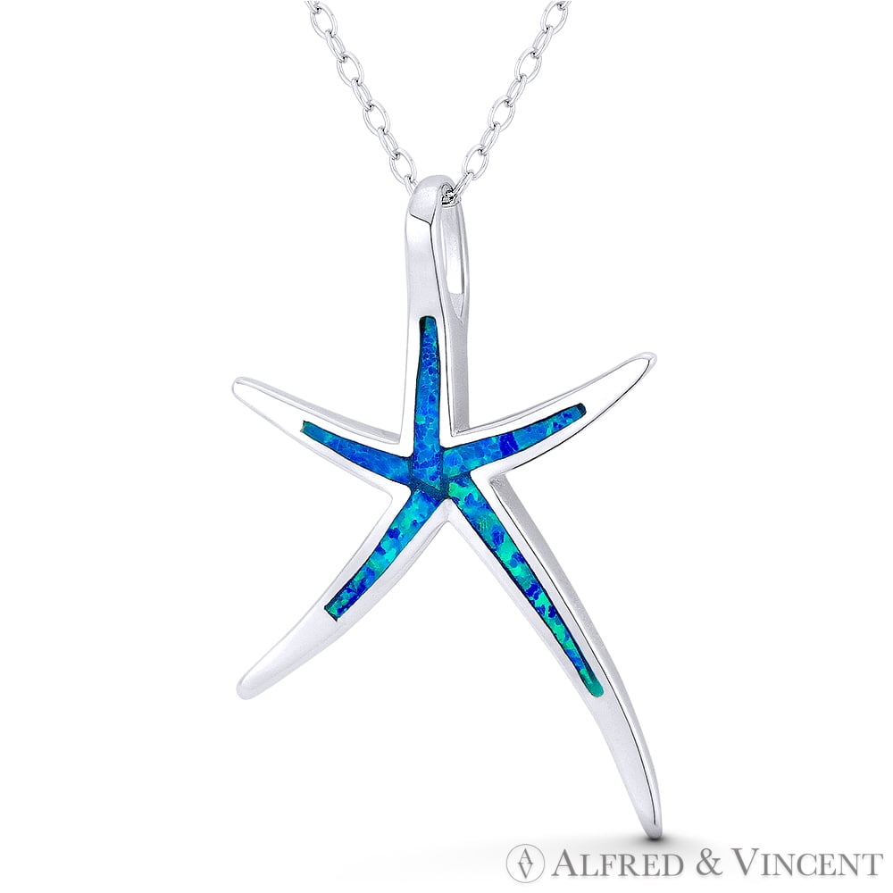 Sterling Silver Starfish Pendant - Elongated Shiny Sea Life Charm, .925 Silver - View #10
