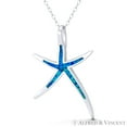 thumbnail image 1 of Starfish Ocean Sealife Charm Created Opal 29x20mm (1.1x0.8in) Pendant in .925 Sterling Silver w/ Rhodium, 1 of 1