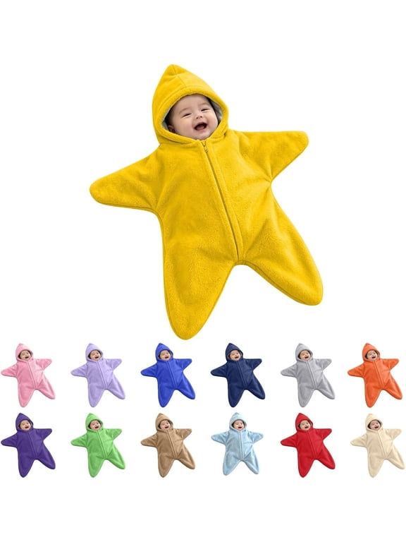 Starfish Onesie Fleece Hooded Wearable Blanket, Star Costume Unisex Star Suit Romper Footie Jumpsuit, Winter Warm Outfit for Halloween Parties and Cozy Daily Lounge