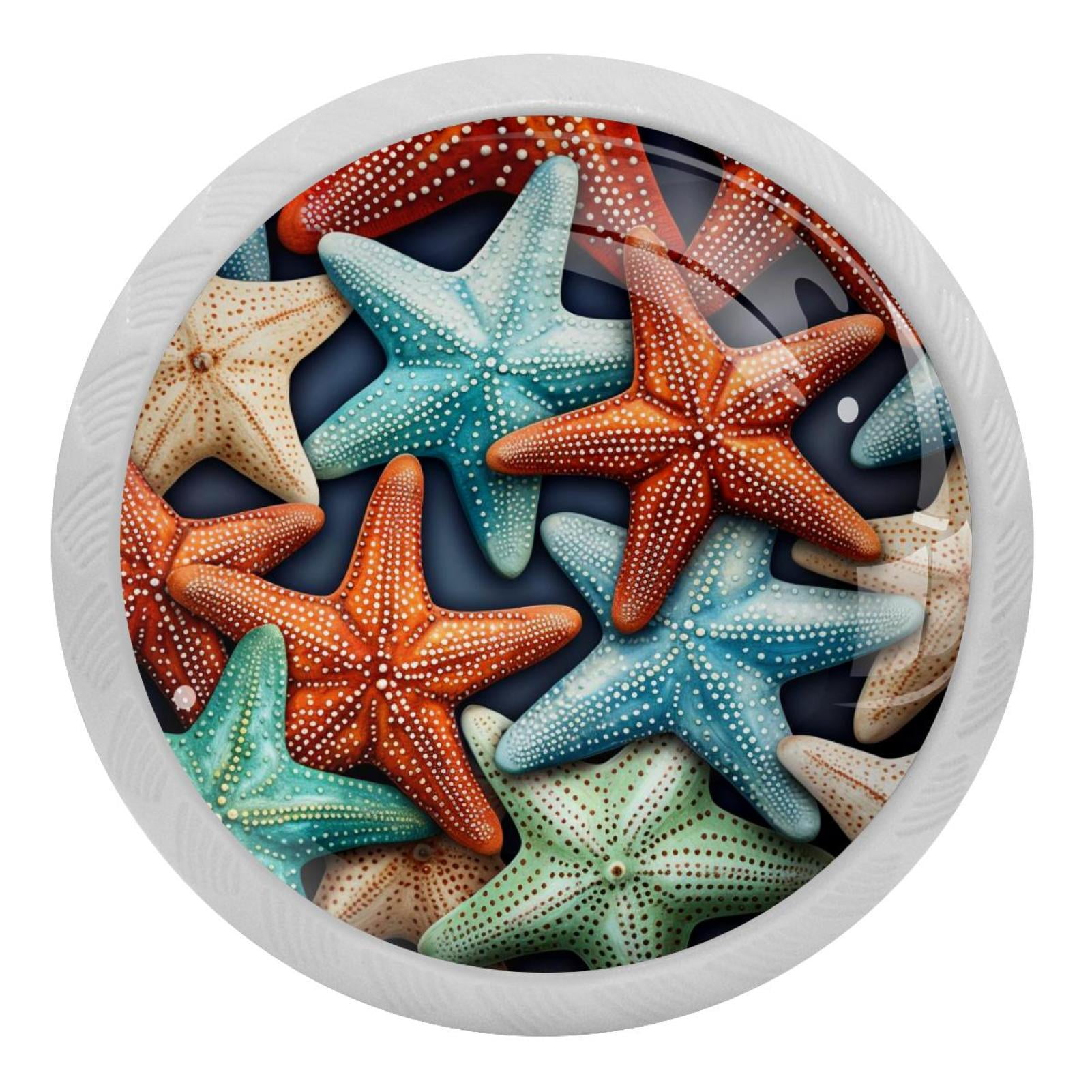 Starfish Pattern 4PCS Knobs Pulls Fluorescent Drawer Handle