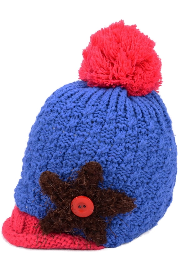 Starfish Pattern Child Knit Cap with Plush Lining Cap Crochet Beanie