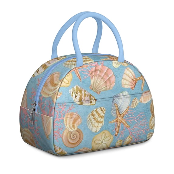 Starfish Pattern Meal Containers: Ocean Life Lunch Box & Cooler Tote Bag, Insulated Reusable Leakproof for Work Office Travel, Soft with Pockets