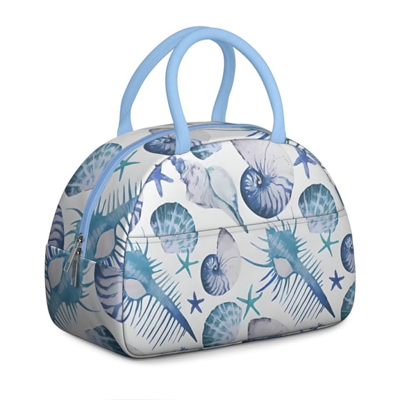 Starfish Pattern Meal Containers: Ocean Life Lunch Box & Cooler Tote Bag, Insulated Reusable Leakproof for Work Office Travel, Soft with Pockets