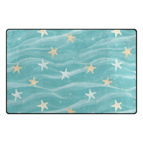 Starfish Pattern Memory Foam Area Rug 31"x20" Non Slip, Absorbent, Fade Proof for Living Room, Bedroom, Office