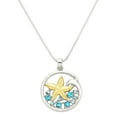 thumbnail image 1 of Starfish Pendant Necklace Rhinestone Crystal Gold & Rhodium Plated 17 Inch Snake Chain J0961, 1 of 3
